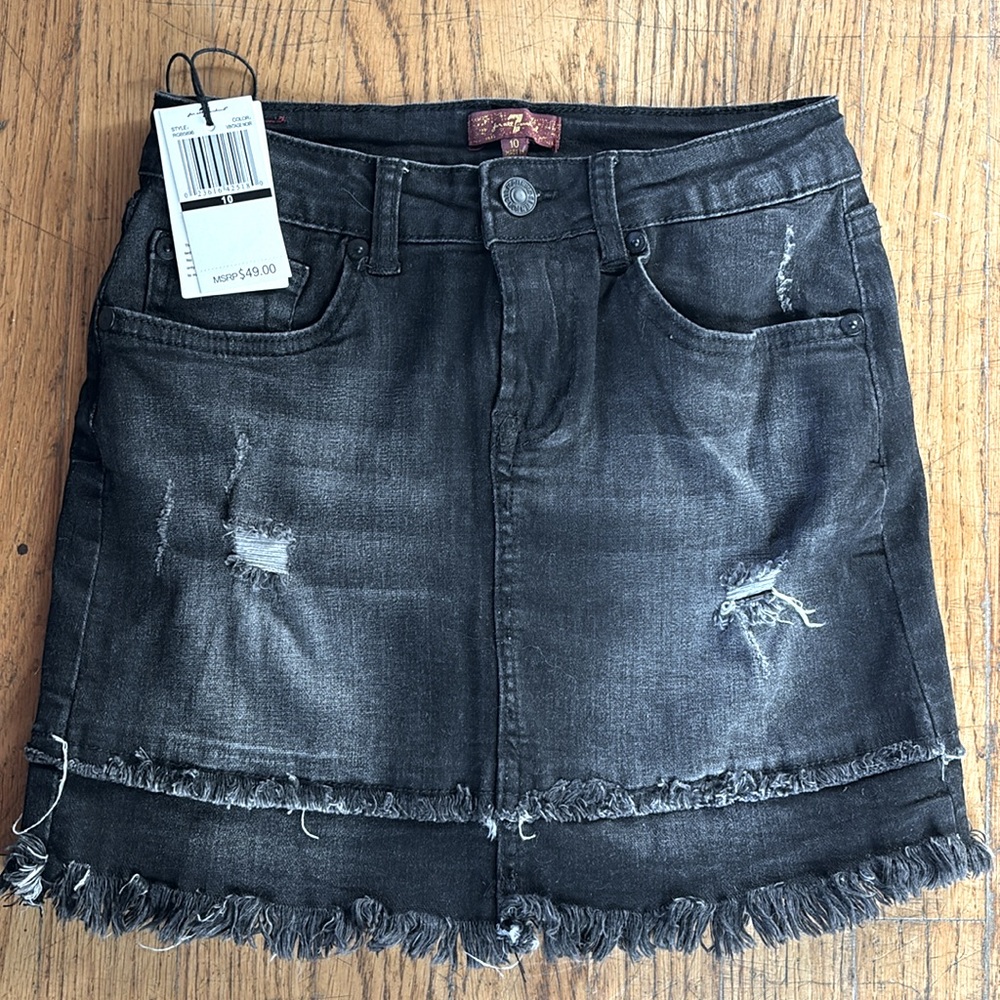 Black denim cut off skirt for little girls size 10, NWT 7-for all Mankind